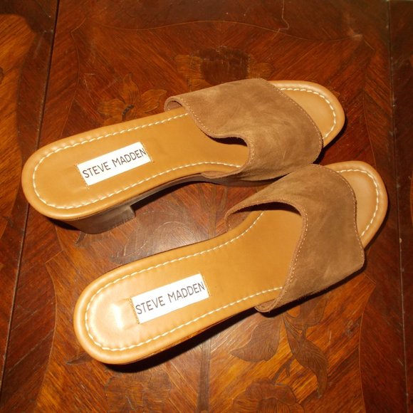 Steve Madden Shoes Open Toe Chunky Heel Mule - Picture 3 of 4